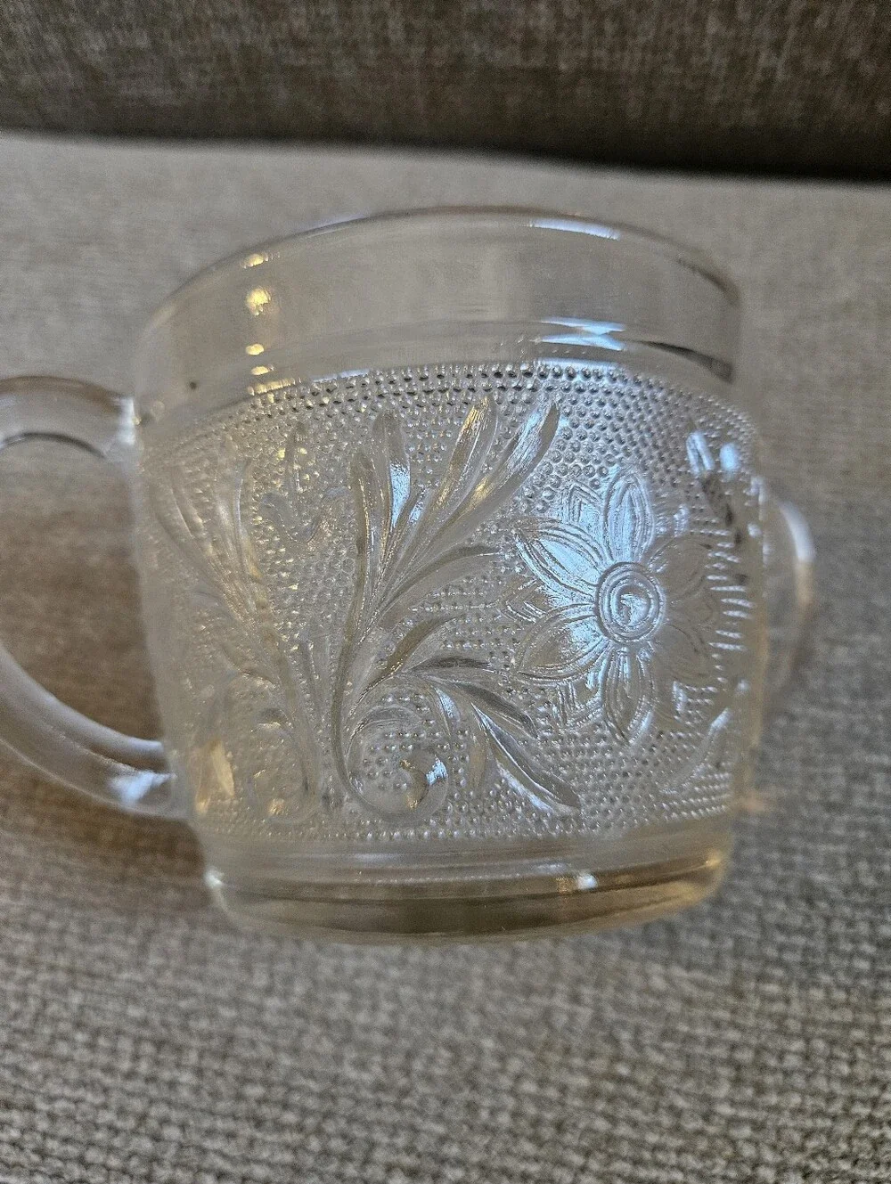 Vintage Anchor Hocking Sandwich Clear Pattern Open Sugar Bowl
